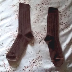 Brown socks with yellow line